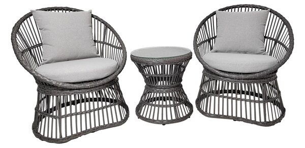 Set 3 piese Mobilier terasa Natal, Gri, 64x48x76 cm