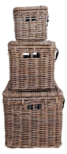 Set 3 piese Cufere depozitare Depok, Gri, 81x51x48 cm