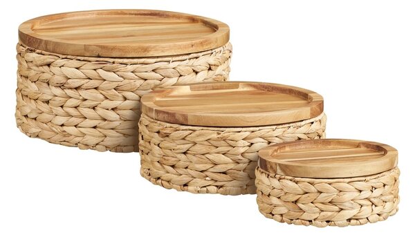 Set 3 piese Cosuri pentru depozitare Botofte, Natural, 30x30x15 cm