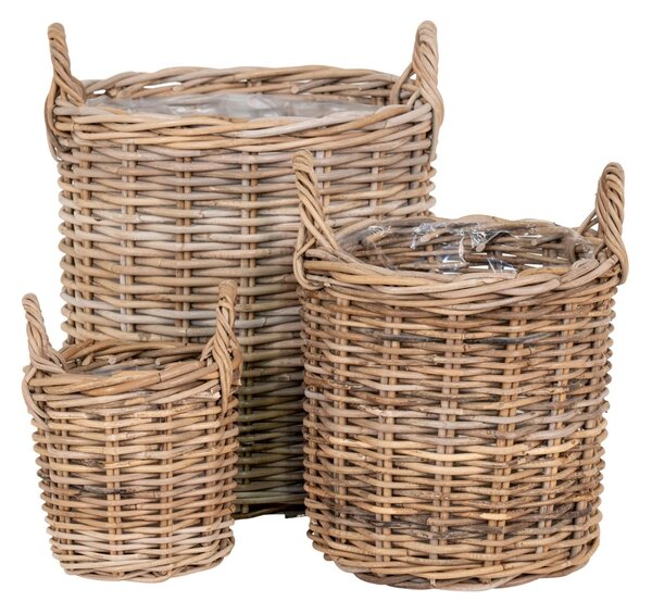 Set 3 piese Cosuri decorative Sema, Natural, 40x40x48 cm