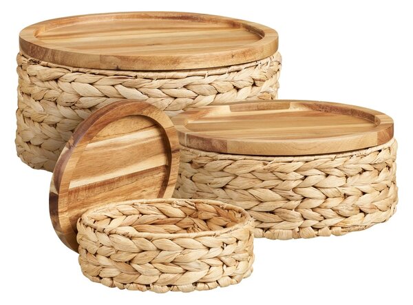 Set 3 piese Cosuri pentru depozitare Botofte, Natural, 30x30x15 cm