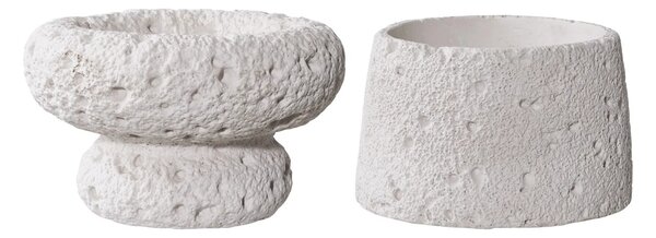 Set 2 piese Suporturi pentru lumanari, Gri, 11.8x11.8x7.2 cm