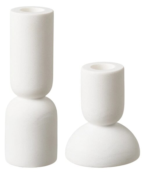 Set 2 piese Suporturi pentru lumanari, Alb, 5.7x5.7x14.5 cm