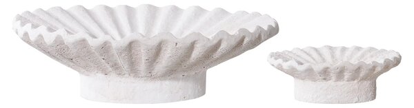 Set 2 piese Suporturi pentru lumanari, Alb, 21.5x21.5x7.3 cm