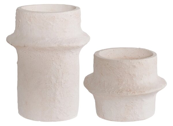 Set 2 piese Suporturi pentru lumanari, Alb, 11.4x11.4x15.2 cm