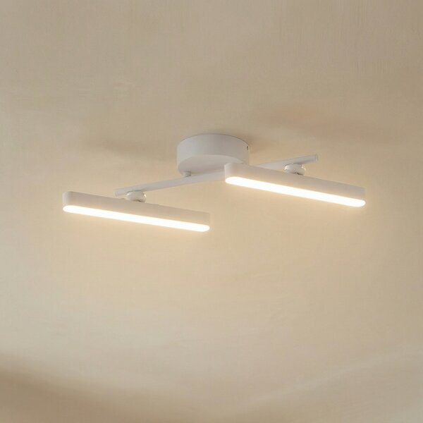 Lindby LED spot Eldrin, alb, 2 becuri, bandă de lumină, reglabil, Alb, Camera de zi / sufragerie, Metal, Modern
