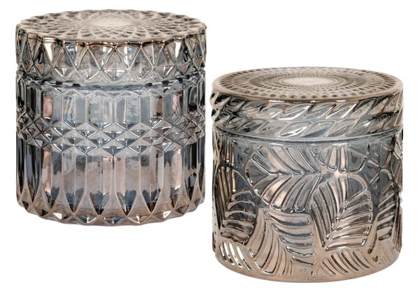 Set 2 piese Recipiente decorative, Gri inchis, 9x9x8.5 cm