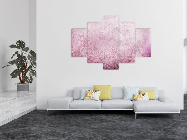 Tablou - Mandala pe zid roz (150x105 cm)