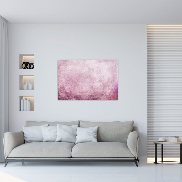Tablou - Mandala pe zid roz (90x60 cm)