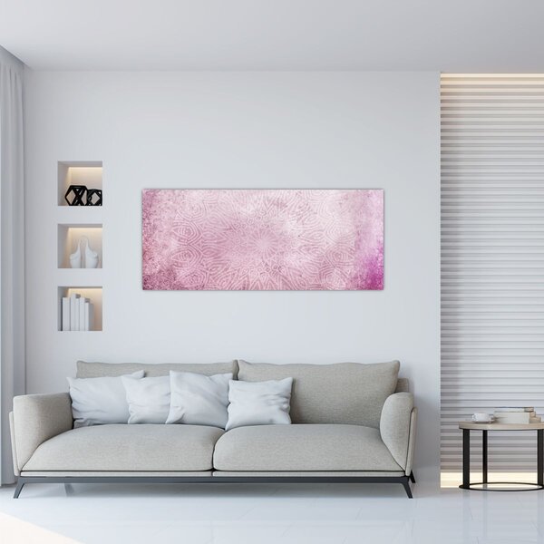 Tablou - Mandala pe zid roz (120x50 cm)