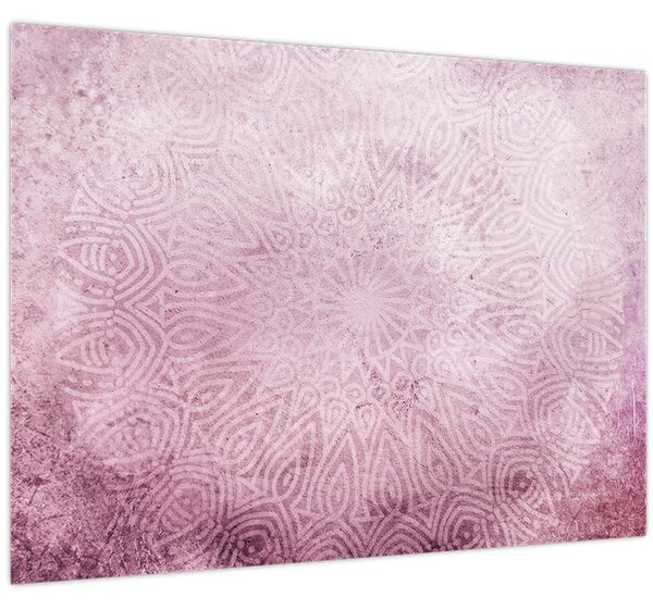Tablou - Mandala pe zid roz (70x50 cm)