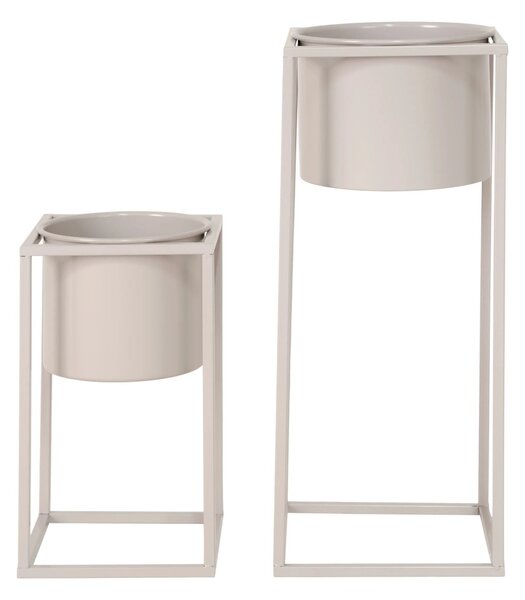 Set 2 piese Ghiveciuri de flori Marla, Bej, 19.5x19.5x50.5 cm