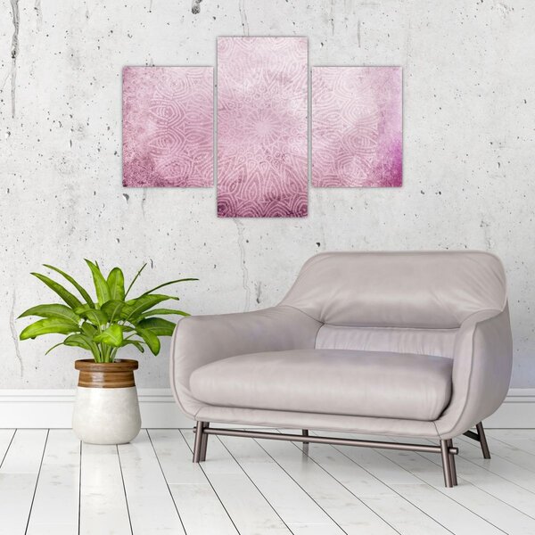 Tablou - Mandala pe zid roz (90x60 cm)