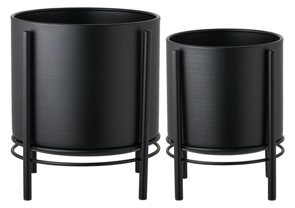 Set 2 piese Ghiveciuri de flori, Negru, 25x25x29 cm
