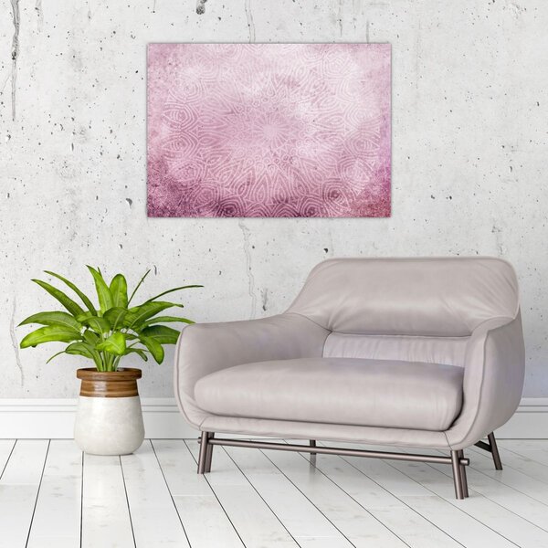 Tablou - Mandala pe zid roz (70x50 cm)