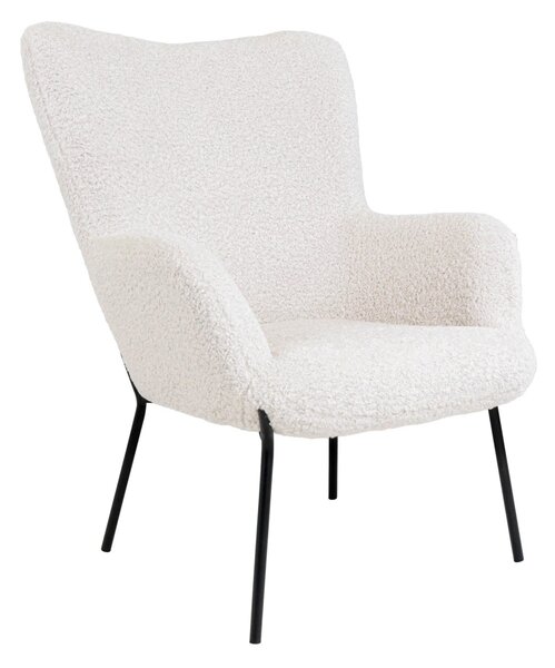 Set 2 piese Fotoliu lounge si taburet Glasgow, Alb, 79x42.5x70 cm