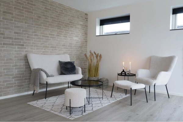 Set 2 piese Fotoliu lounge si taburet Glasgow, Alb, 79x42.5x70 cm