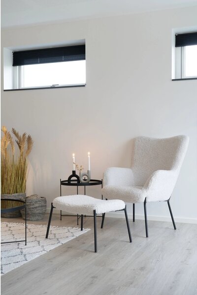 Set 2 piese Fotoliu lounge si taburet Glasgow, Alb, 79x42.5x70 cm
