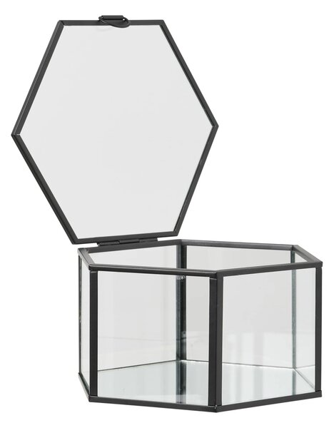 Set 2 piese Cutii decorative, Negru, 14.5x16x8.5 cm