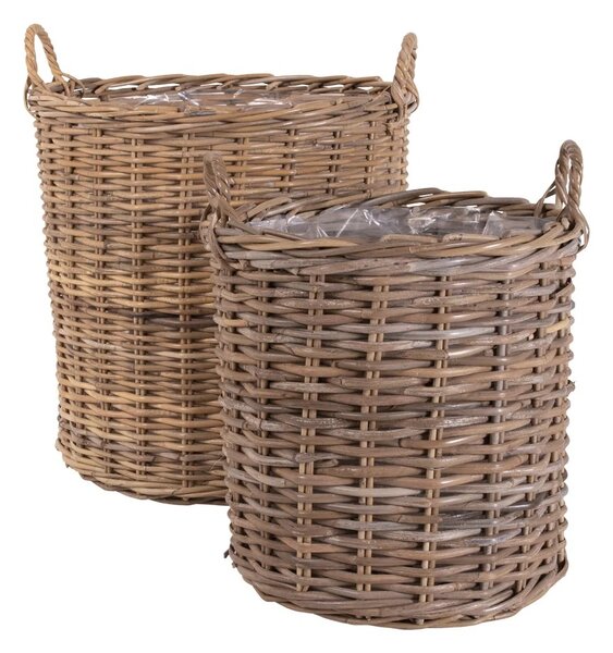 Set 2 piese Cosuri impletite Indo, Natura, 50x50x58 cm