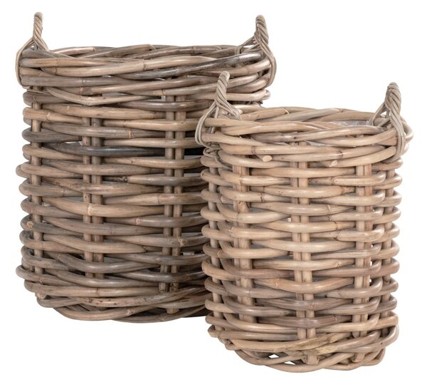 Set 2 piese Cosuri kubu rattan, Natural, 57x57x63 cm