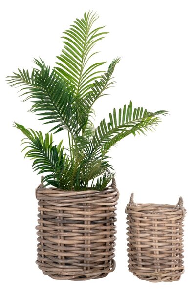 Set 2 piese Cosuri kubu rattan, Natural, 57x57x63 cm