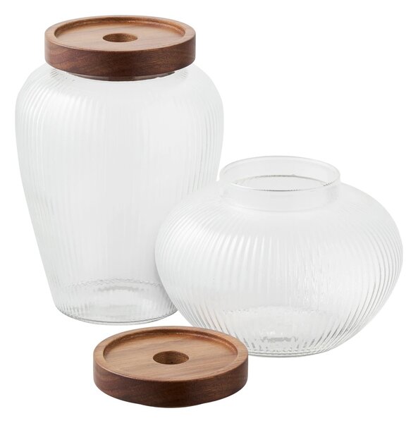 Set 2 piese Borcan de depozitare Maya, Sticla, 14.5x14.5x11 cm