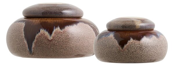Set 2 piese Borcane decorative, Maro, 15.3x15.3x8.5 cm