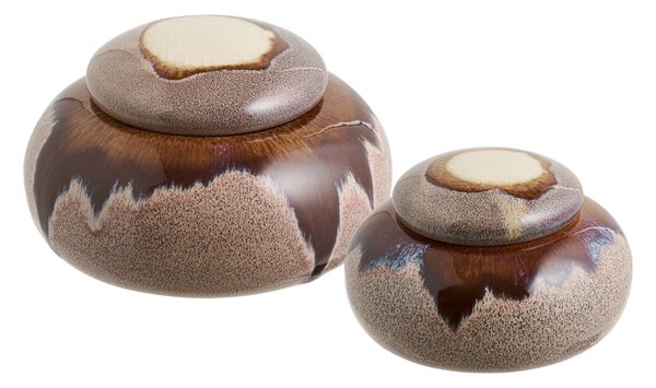Set 2 piese Borcane decorative, Maro, 15.3x15.3x8.5 cm