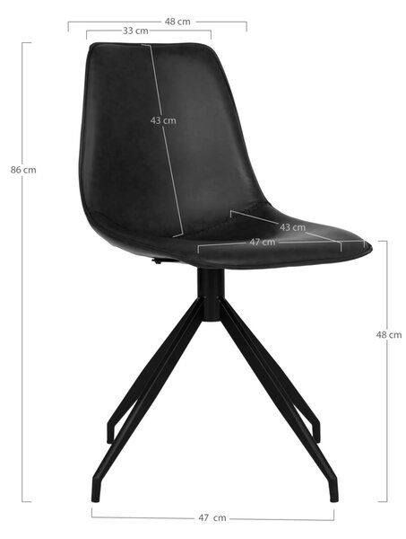 Scaun dining Monaco, Negru, 56x48x86 cm