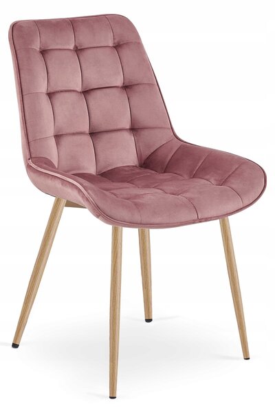 Scaun Bucatarie/Dining Joy Roz Catifea,Picioare Metalice, Finisaj Lemn