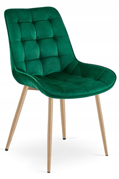 Scaun Bucatarie/Dining Joy Verde Catifea,Picioare Metalice, Finisaj Lemn