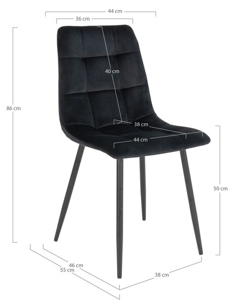 Scaun dining Middelfart, Negru, 55x44x86 cm