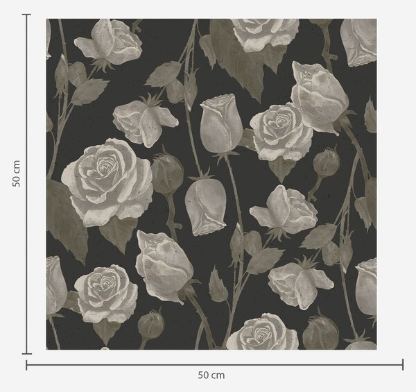 Tapet Model floral cu trandafiri pe fundal închis, Tapet flori, a01123 : Uwalls.ro