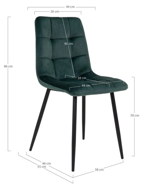 Scaun dining Middelfart, Verde inchis, 55x44x86 cm