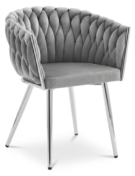 Scaun Dining Tip Fololiu Mira Catifea Gri Deschis, Picioare Crom