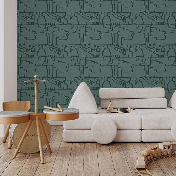 Tapet Model abstract în nuanțe de verde-albastru, Tapet abstract, a01122v3 : Uwalls.ro