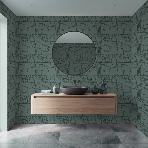 Tapet Model abstract în nuanțe de verde-albastru, Tapet abstract, a01122v3 : Uwalls.ro