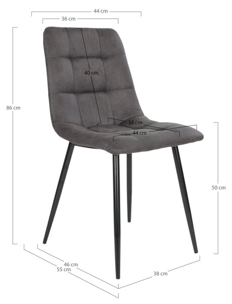 Scaun dining Middelfart, Gri, 55x44x86 cm