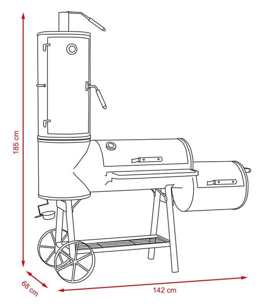 Grătar de grădină cu afumătoare Avenberg LOKOMOTIVA BBQ MASTER