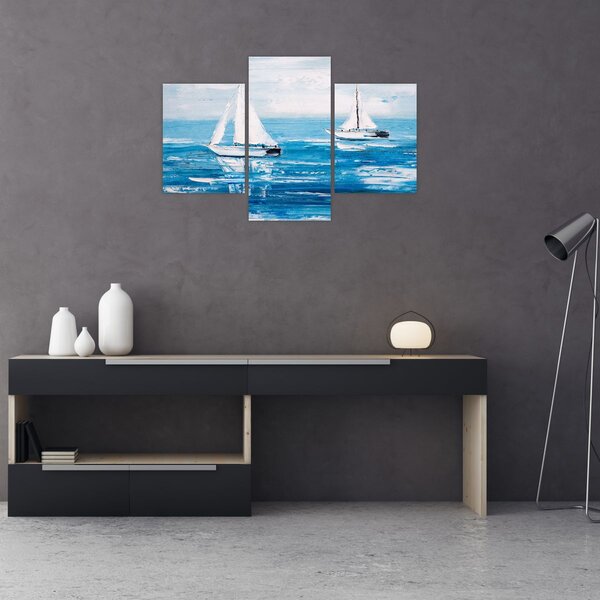 Tablou - Pictură yacht pe mare (90x60 cm)