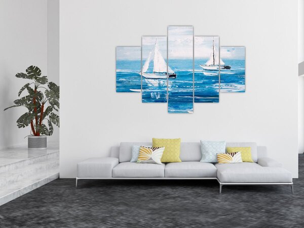 Tablou - Pictură yacht pe mare (150x105 cm)