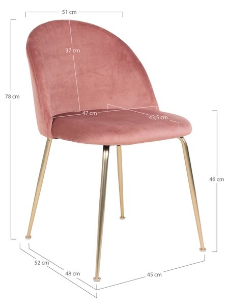 Scaun dining Geneve, Roz , 56x51x76 cm