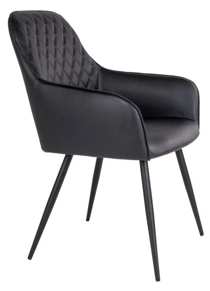 Scaun dining Harbo, Negru, 65x57x87 cm, Piele ecologica