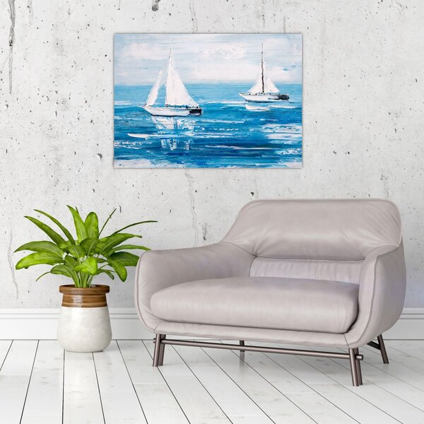 Tablou - Pictură yacht pe mare (70x50 cm)