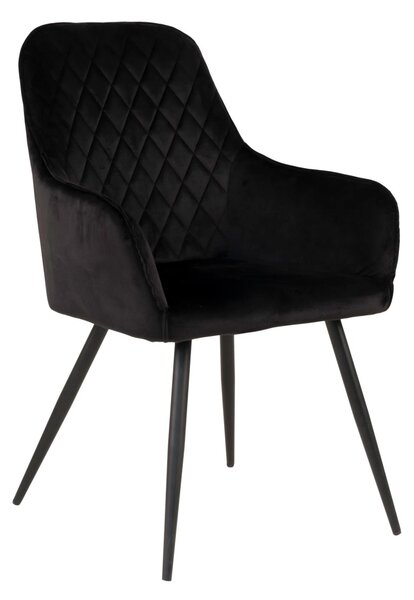 Scaun dining Harbo, Negru, 65x57x87 cm, Catifea