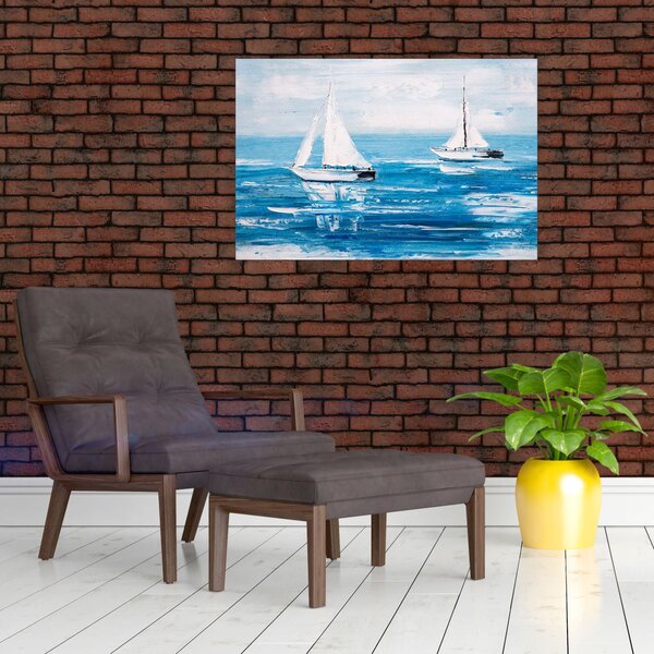 Tablou - Pictură yacht pe mare (90x60 cm)