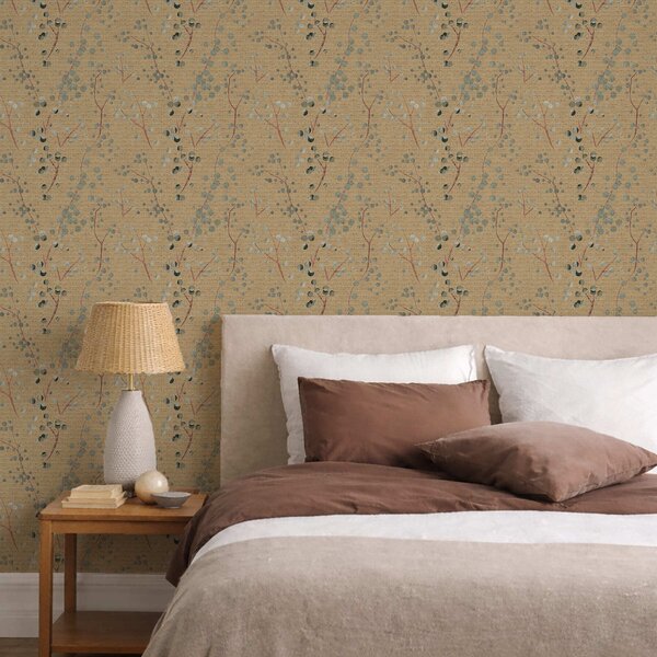 Tapet Model botanic abstract cu cercuri, Tapet flori, a01126 : Uwalls.ro