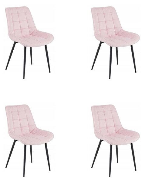 Set 4 Scaune Bucatarie/Dining Joy Roz Deschis, Catifea
