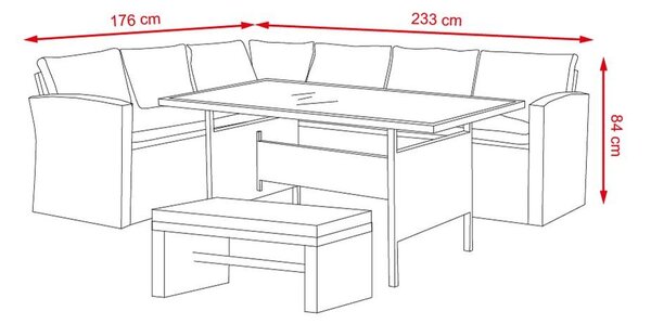 Set colțar din ratan Avenberg MARTINIK/PACIFIC - Gri deschis